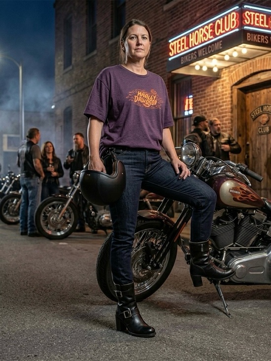 Harley-Davidson Tops - Harley-Davidson Nashville Boswell’s Purple Flame Biker Graphic Tee XXL